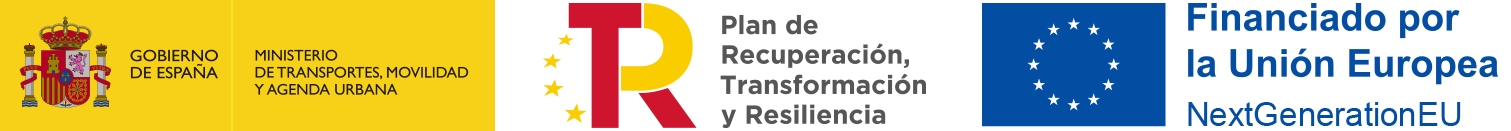 logos del ministerio de Transportes, de financiado por la Unión Europea y de la Generalitata de Cataluña