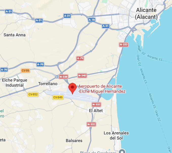 Ubicación parada bus en Aeropuerto Granada