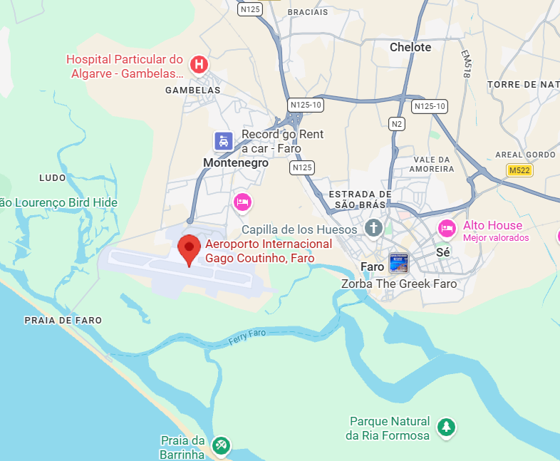 Ubicación parada bus en Aeropuerto Granada