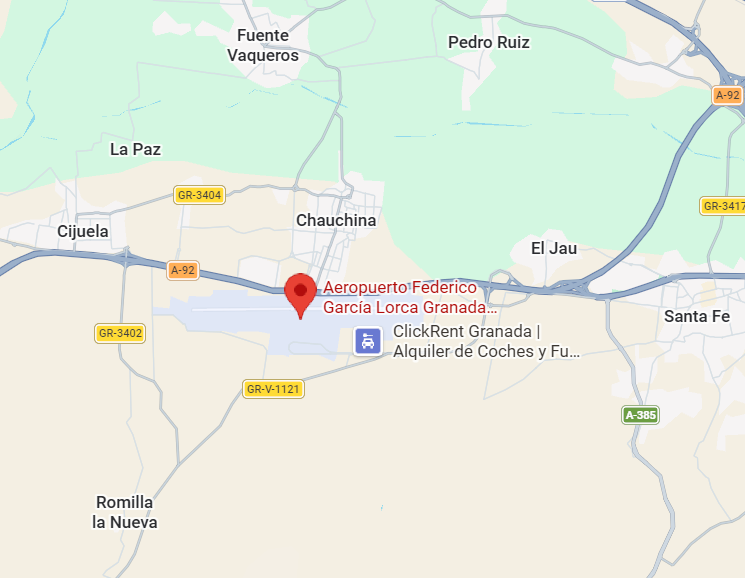 Ubicació parada bus a l'Aeroport de Granada
