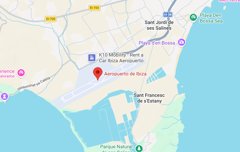 Ubicación parada bus en Aeropuerto Ibiza