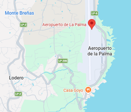 Ubicación parada bus Aeropuerto de La Palma
