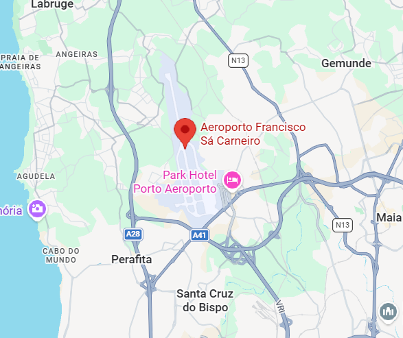 Ubicación parada bus en Aeropuerto Oporto