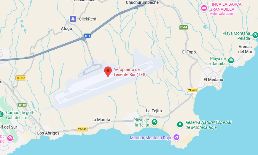 Ubicación parada bus Aeropuerto de Tenerife Sur
