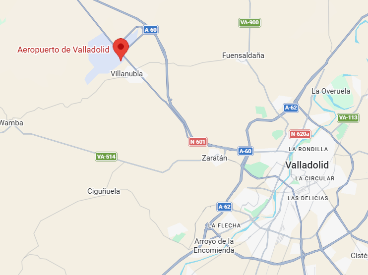 Ubicación parada bus en Aeropuerto Valladolid