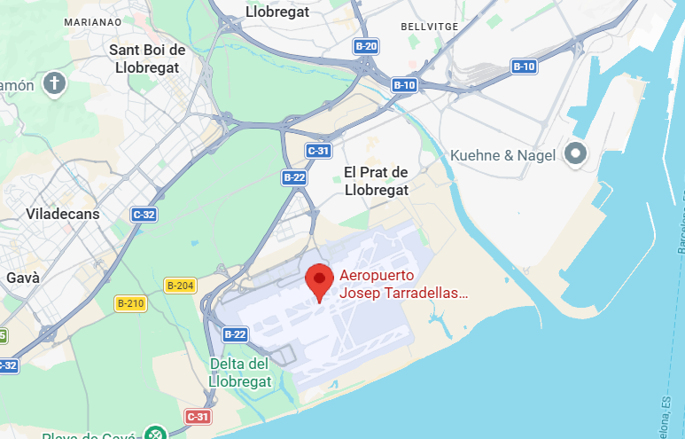 Ubicación parada bus en Aeropuerto Barcelona