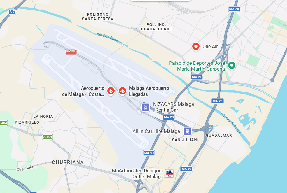 Ubicación parada bus en Aeropuerto Granada